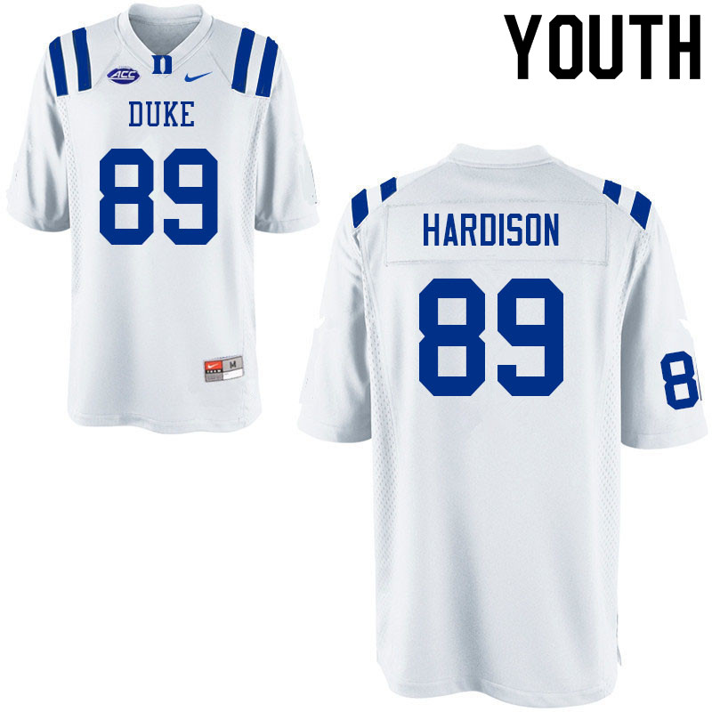Youth #89 Joe Hardison Duke Blue Devils College Football Jerseys Sale-White - Click Image to Close